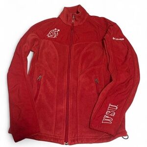 Columbia Red WSU Embroidered Full-Zip Fleece Jacket